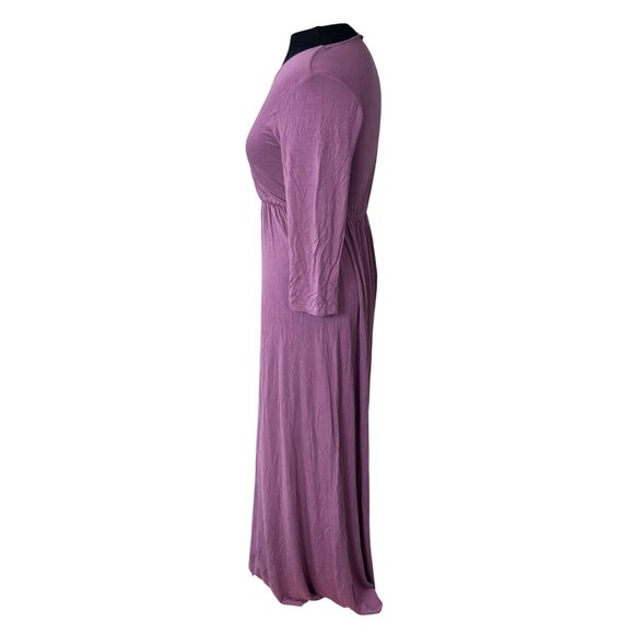 Mother Bee Mauve Maternity Maxi Dress Wrap Style Long Sleeves Size M - Picture 2 of 11